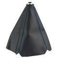 Black PU leather dirt-proof gear lever cover with coloured stitching line options displayed