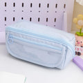 Korean style canvas pencil case with ten-layer flip design in multiple colour options.