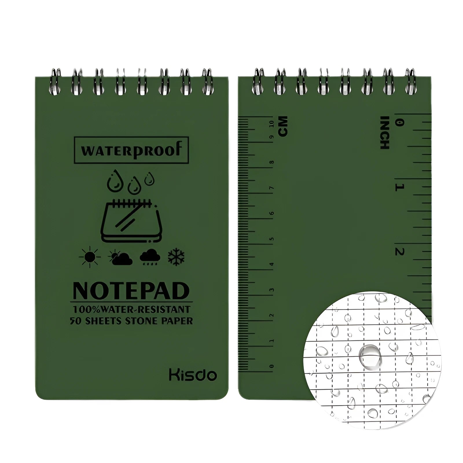A5 waterproof spiral notepad with stone paper pages in six colour options