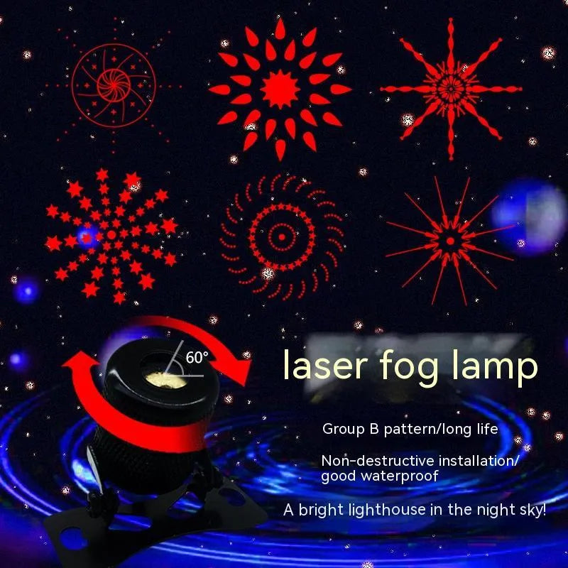 Car motorcycle laser fog lamp with aluminium housing and red laser projection