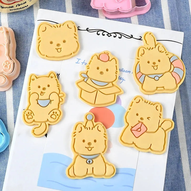 Plastic 3D cartoon puppy head biscuit mold for shaping dog themed cookies and soft candy