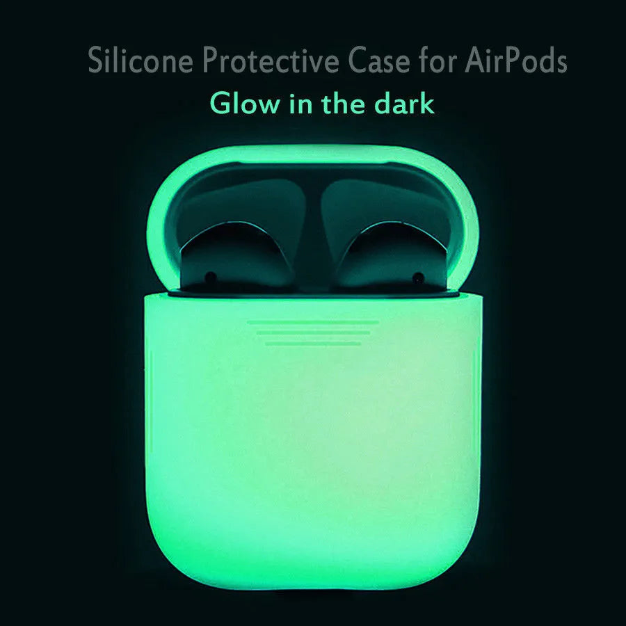 Luminous coloured silicone flip-case for Apple AirPods wireless earphones