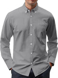 Cotton blend Oxford long sleeve button shirt in cardigan style