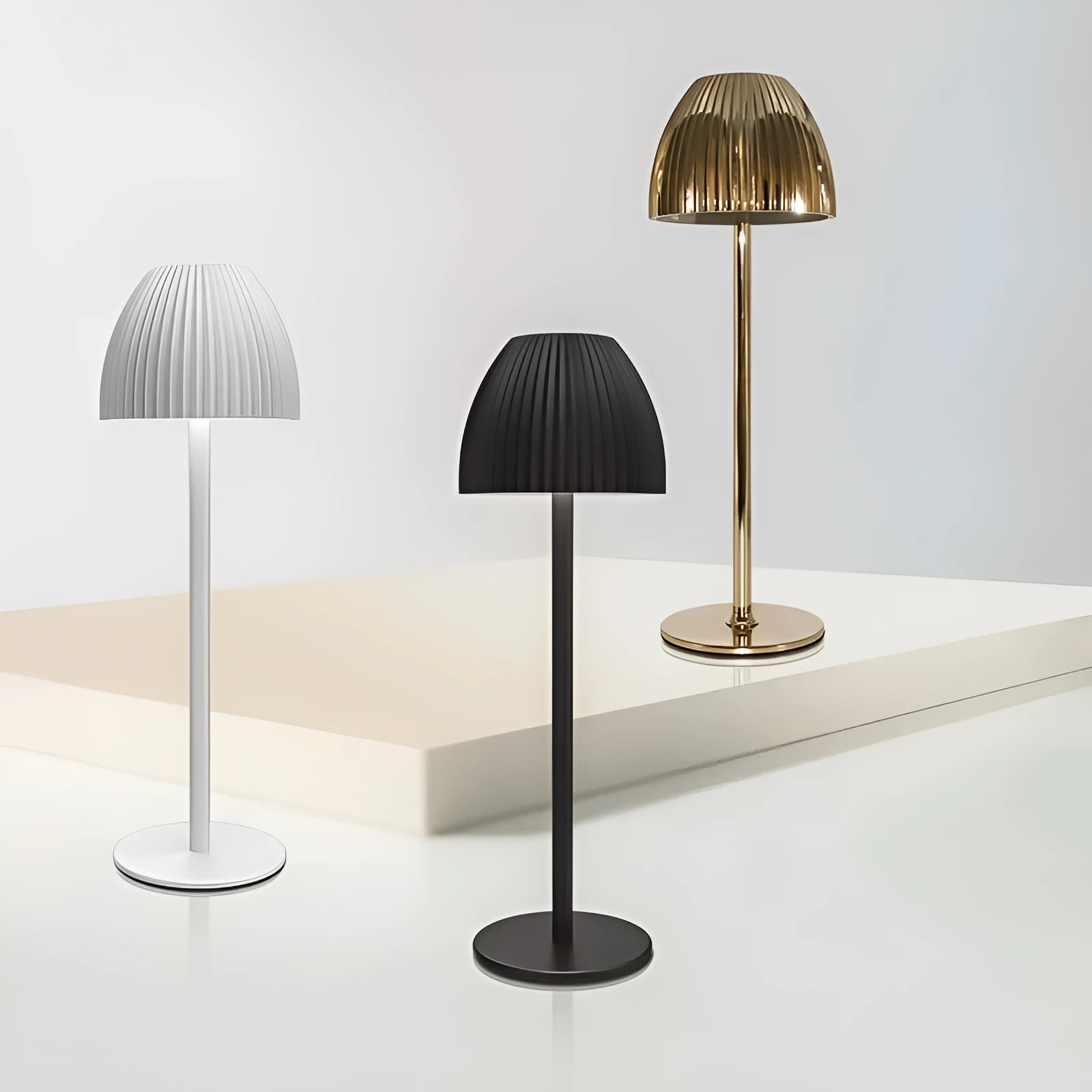 Small dimmable night lamp with Ins pattern in black or white thin round base for bedroom and dining room