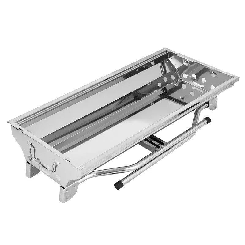 Stainless steel portable folding barbecue grill with large cooking area for outdoor use