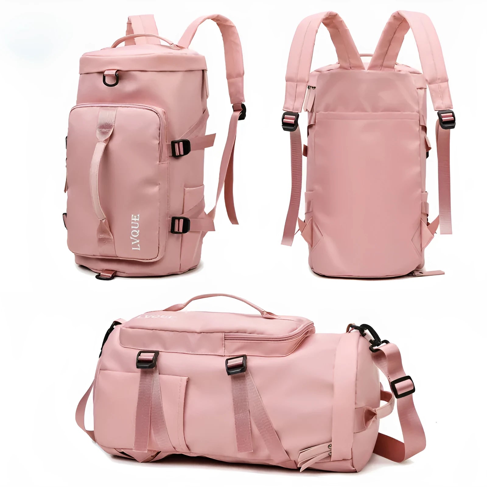 Waterproof convertible nylon gym backpack with shoe compartment and theft-proof combination lock