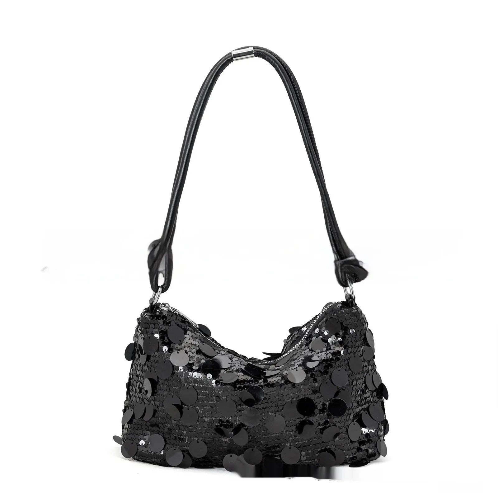 Soft polyester women's crossbody shoulder bag with sandwich pocket design in gold, silver, or black colour