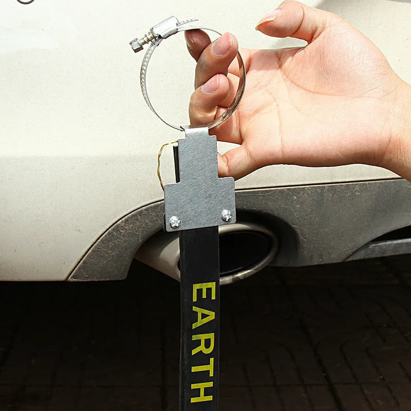 Black car electrostatic belt with 370mm copper wire grounding chain for vehicle static discharge