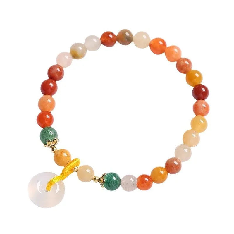 Handmade Chinese style natural jade and agate safety buckle bracelet with 6mm beads