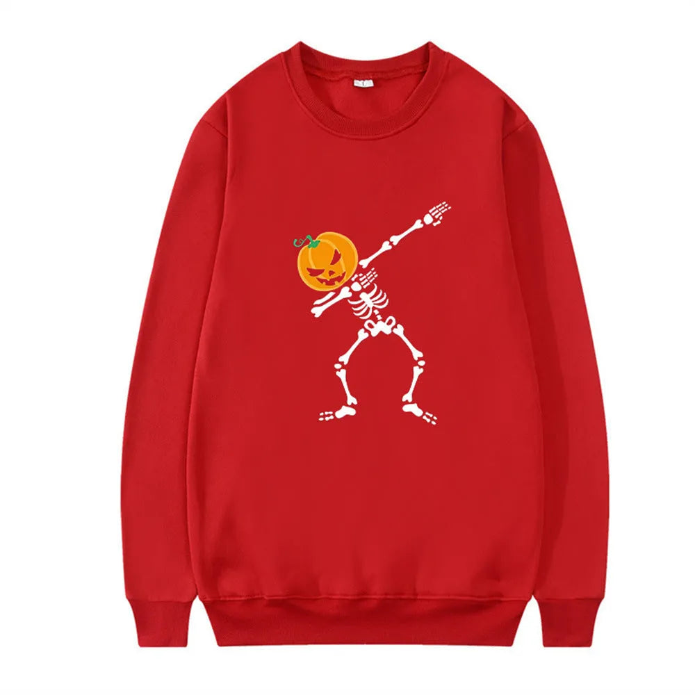 Women's casual printed long sleeve crew neck top on a hanger