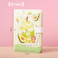 Cute magnetic buckle notebook with heart design in pink, yellow, green, and purple colours