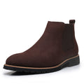 Fashion Martin male high-top worker boots in black artificial PU with rubber sole and square heel