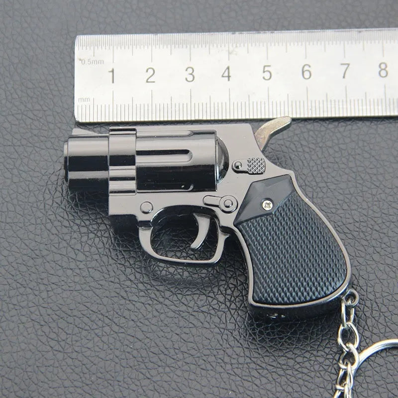 Metal keychain windproof toy lighter in four colours black bronze gold and red bronze