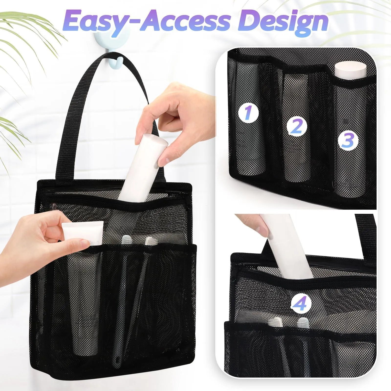 Large black swimming gym bag with dry wet separation compartments and mesh beach pocket