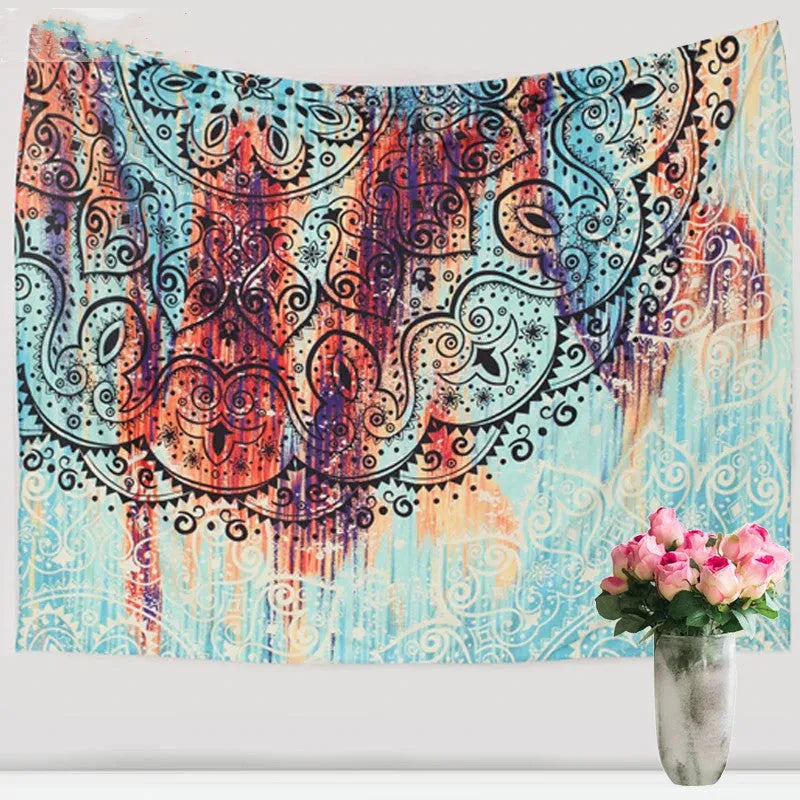 Sevenstars bohemian mandala tapestry with colourful floral print on 100% polyester fabric