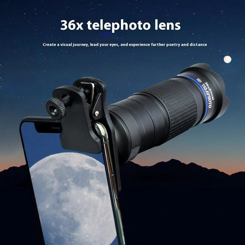 36x telephoto lens set for mobile phone external camera with monocular structure