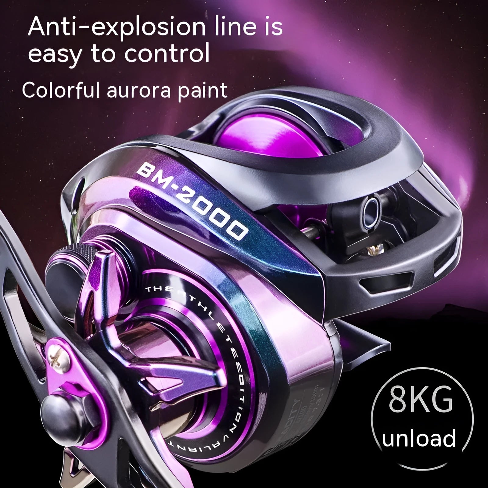 BM2000 water drop fishing reel with colourful finish and magnetic brake system