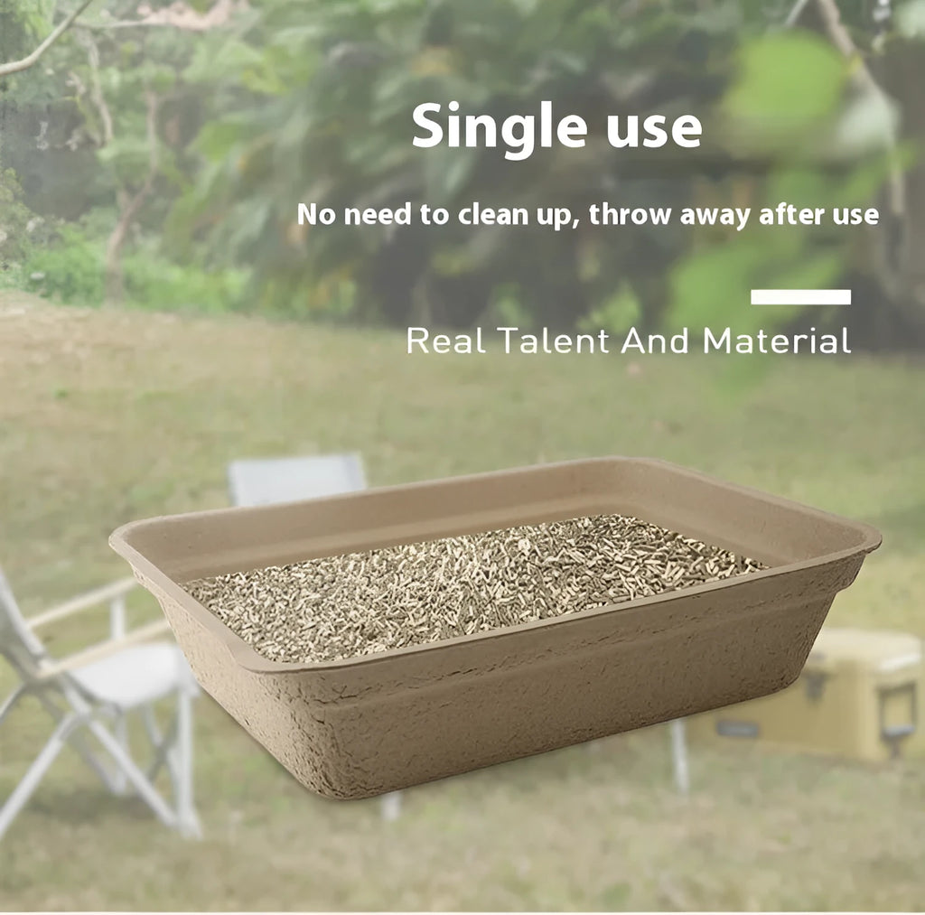 Brown disposable biodegradable cat litter box with waterproof design in three size options