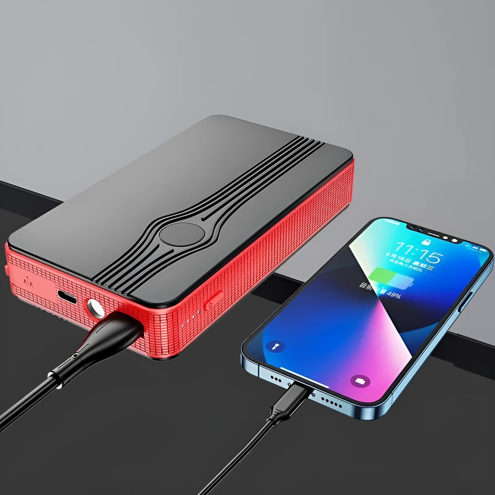 Red K4-E automobile emergency starting power supply with 6000mAh capacity for 2.0L petrol vehicles