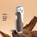 Zinc alloy metal folding lighter tool with a knife, shown in various colour and texture finishes.