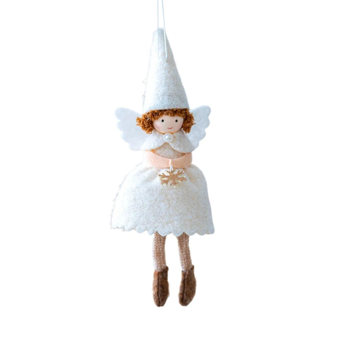 Pink and white cloth angel skirt Christmas pendant ornament with modern simplicity design