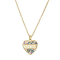 Copper MOM heart pendant necklace with micro inlay on adjustable chain