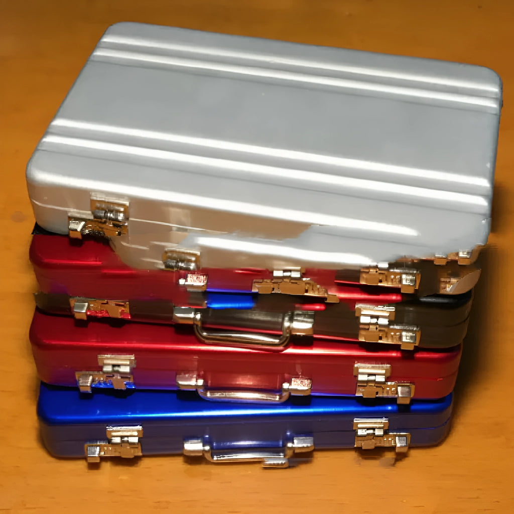 Aluminium alloy card holder in six colour options showing slim 16mm profile