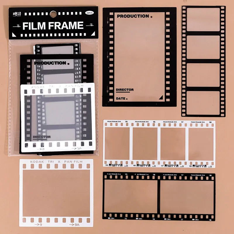 Retro frame sticker collection with 15 transparent sheets for scrapbooking and journal decoration