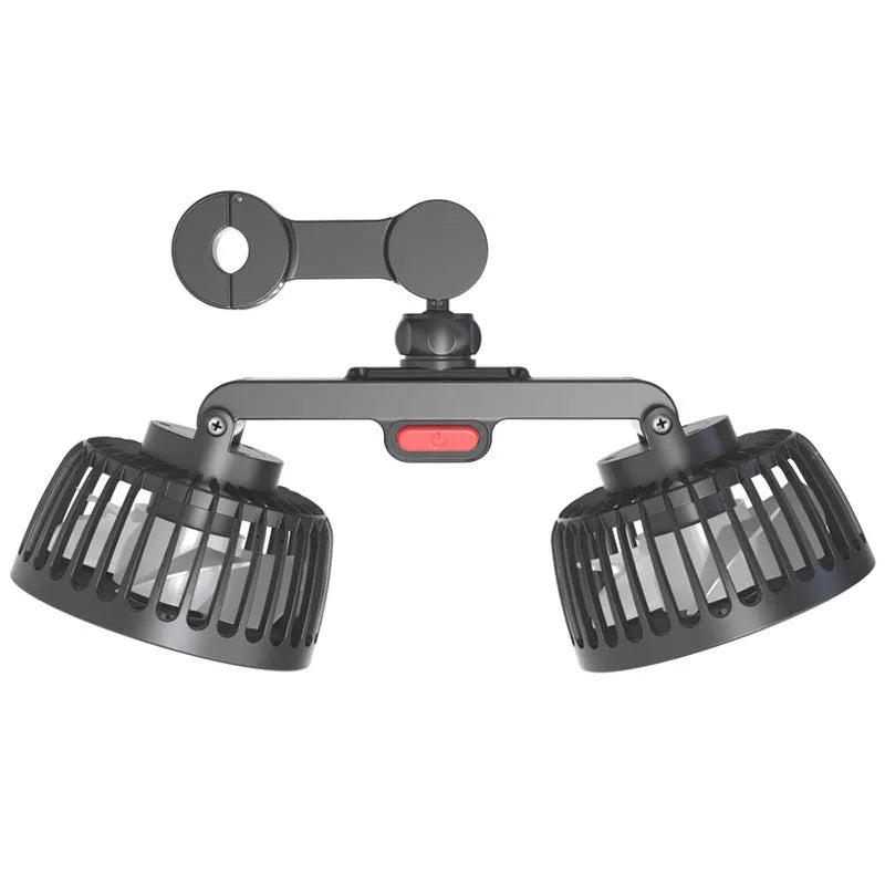 Black car USB rear pillow single head fan with adjustable airflow for vehicle rear seats