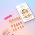 Cartoon style 3D flower pattern false nails set with plastic armour pieces, jelly glue, and filing strip