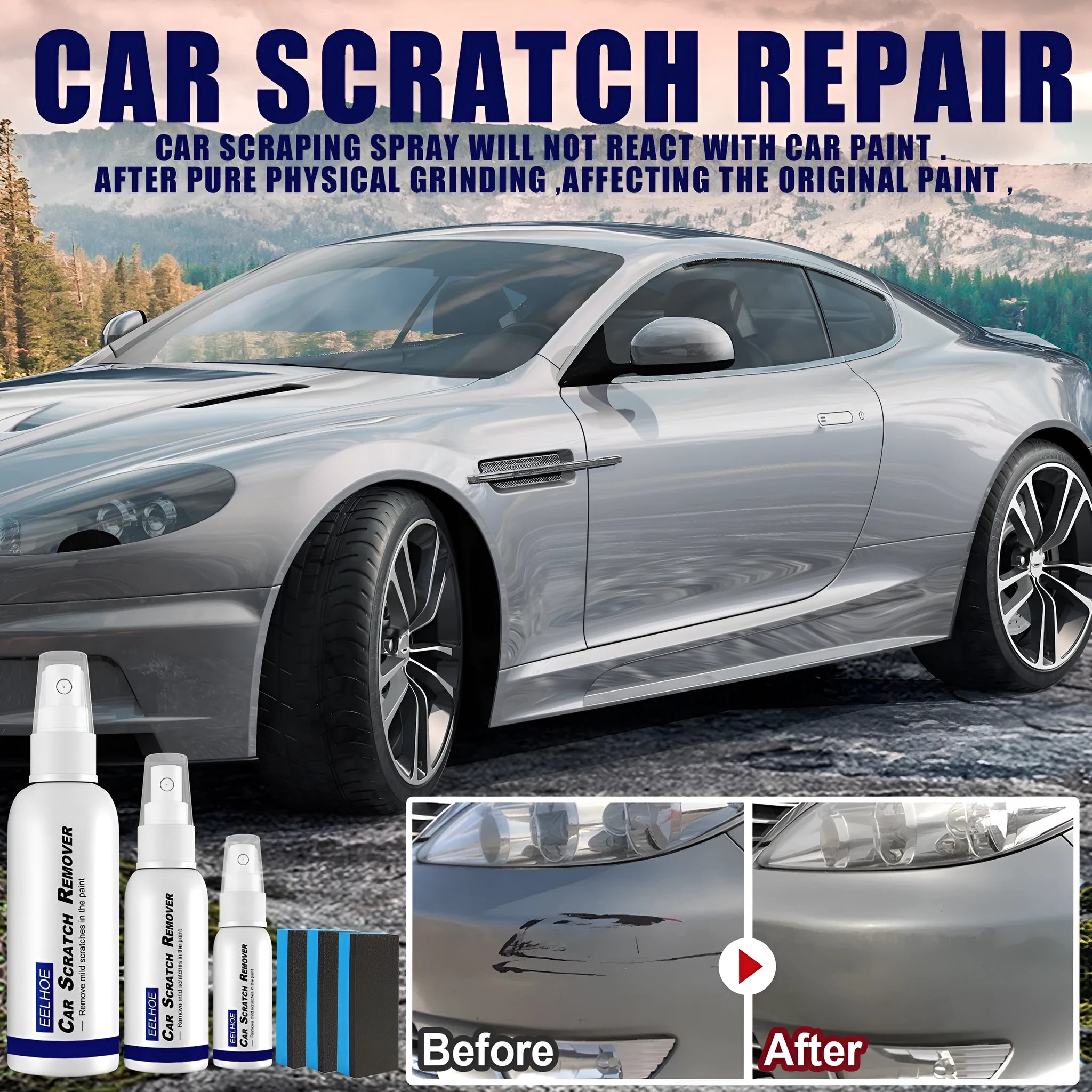 Car paint scratch repair spray bottle in 30ml, 50ml, or 100ml size for easy touch-ups.