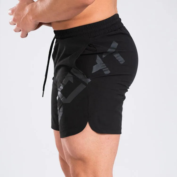 Men's elastic knee-length sports shorts in black colour for running and summer training