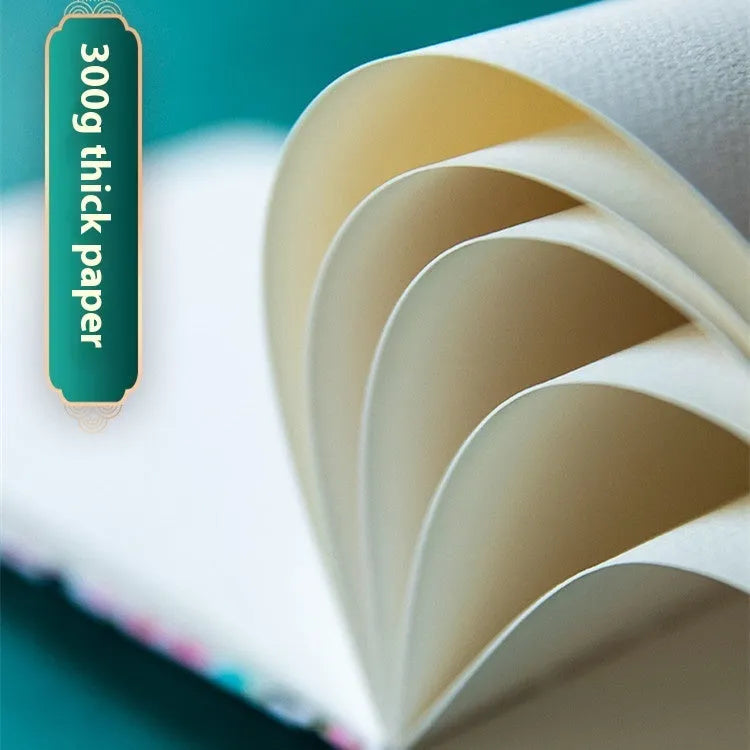 Feiluniao handmade watercolour notebook with decorative cover, 185mm long.