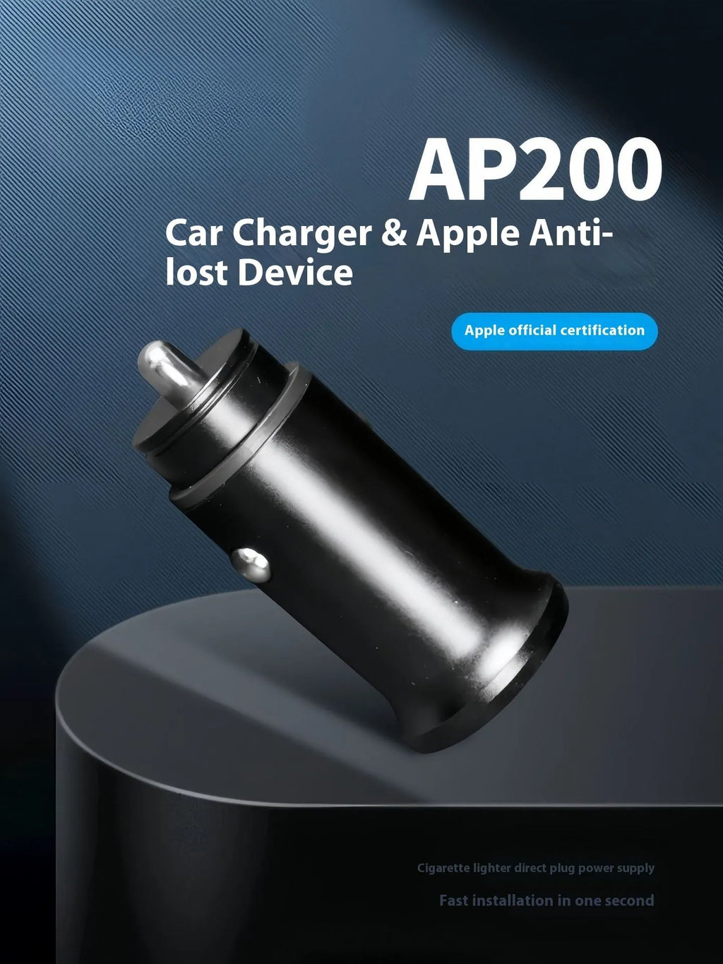 Black car charger GPS vehicle locator made from ABS plastic on a white background.