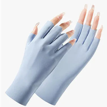 Women's ice silk sunscreen gloves with UPF50+ protection in multiple colour options
