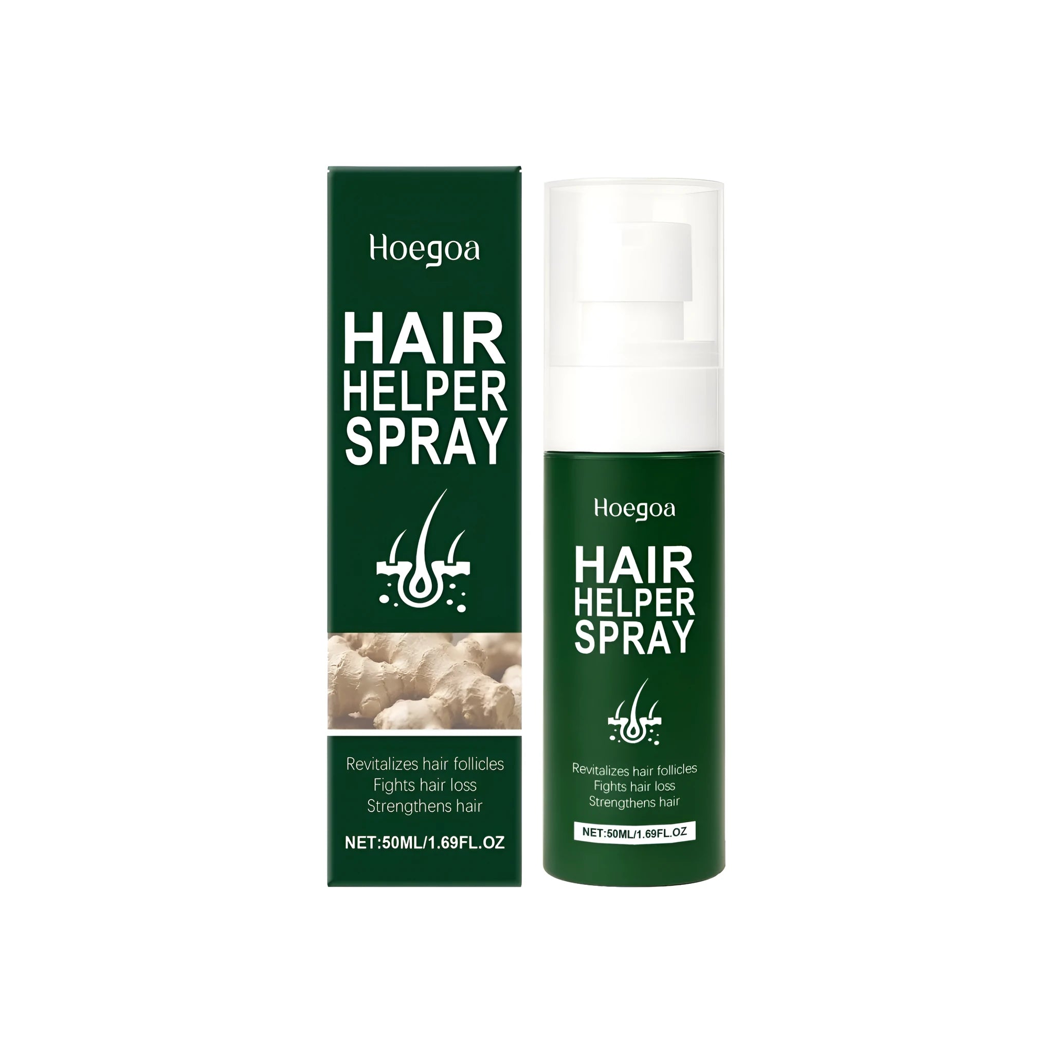 50ml bottle of Hair Helper Spray hair conditioning product with spray nozzle
