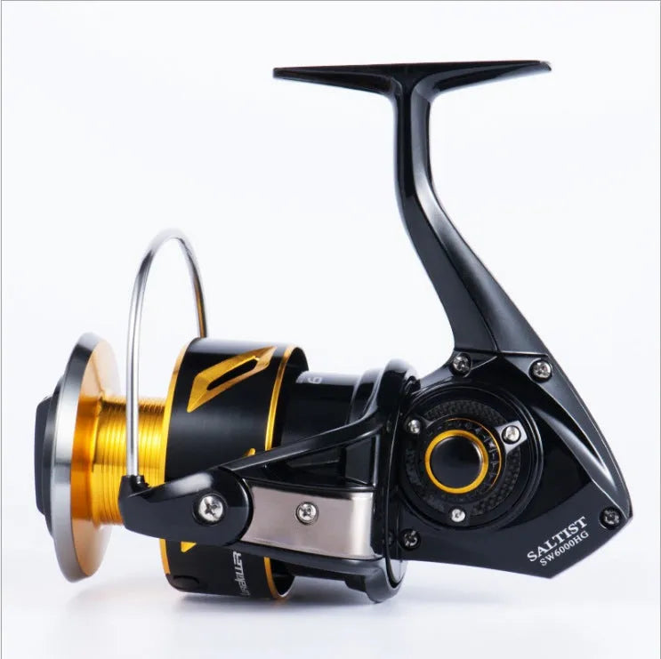 New high-speed all-metal sea fishing spinning reel with silver black colourway and wire cup option