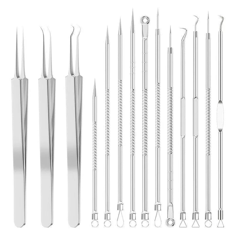 4-piece metal acne needle set with ultra fine pointed tips for precise skin treatment applications