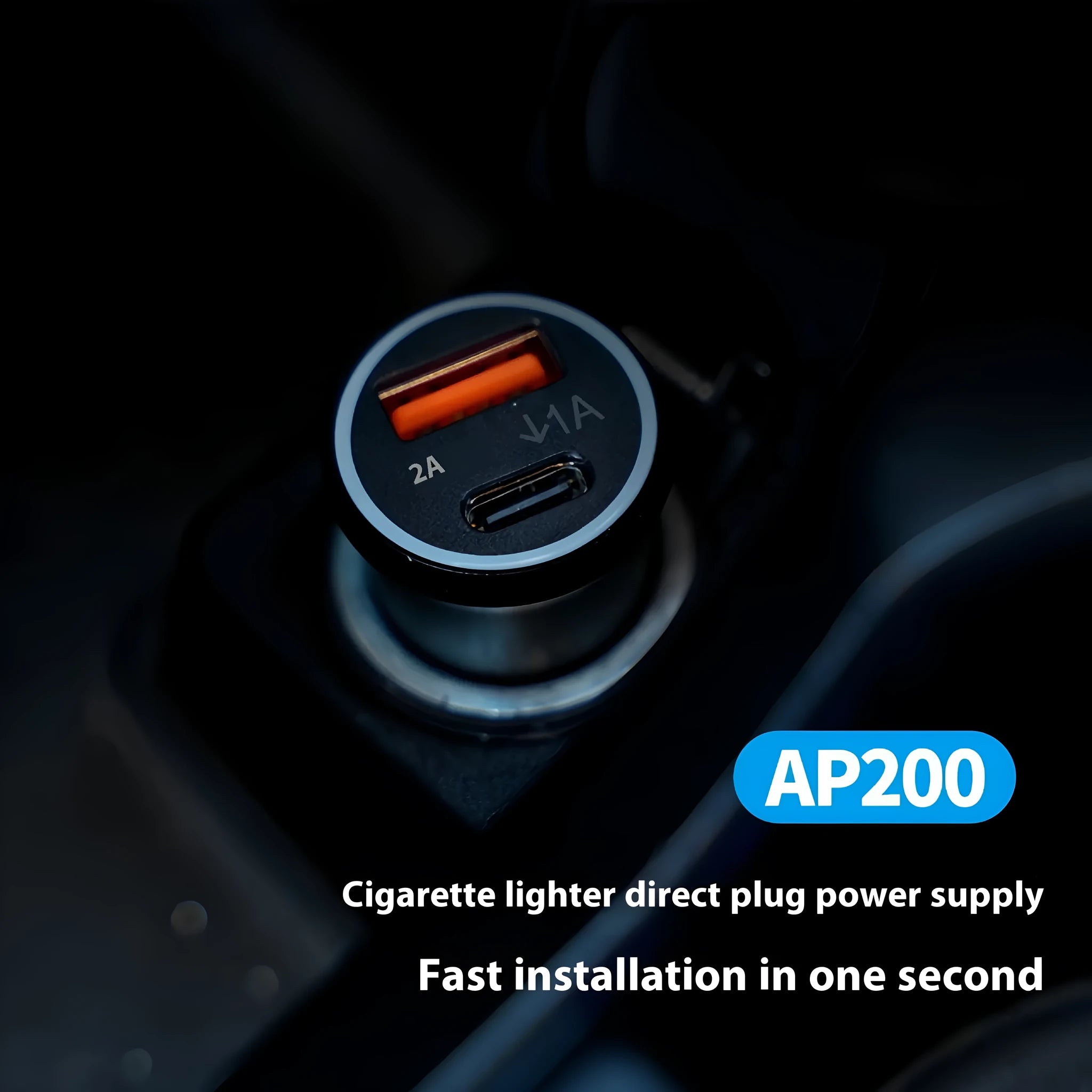 Black car charger GPS vehicle locator made from ABS plastic on a white background.