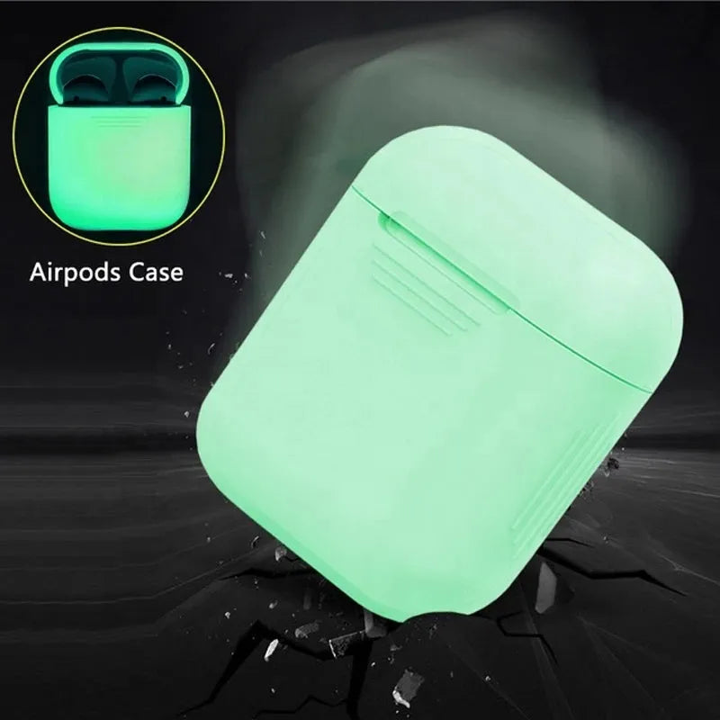 Luminous coloured silicone flip-case for Apple AirPods wireless earphones