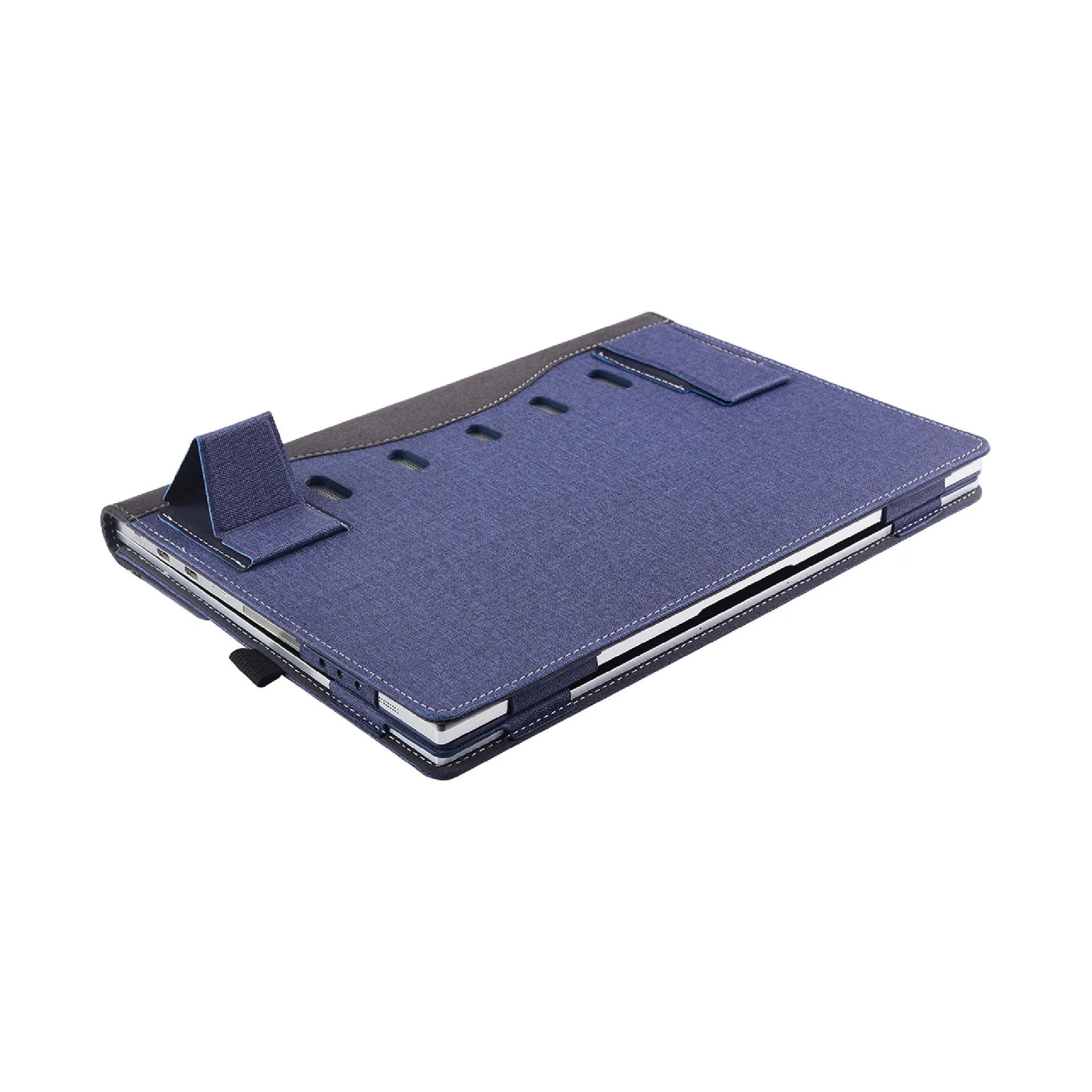 Black imitation leather protective sleeve for Microsoft Laptop6 laptop, shown closed.