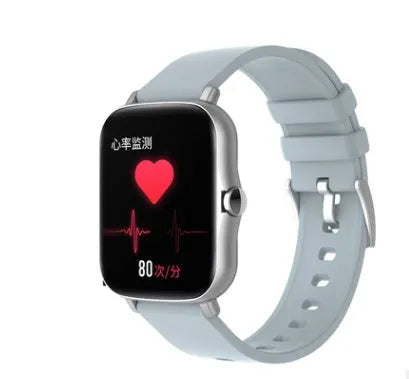 Black smart watch with 1.7-inch colour touch screen on adjustable silicone strap