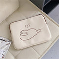 Embroidered animal design tablet sleeve with zipper closure in nylon fabric