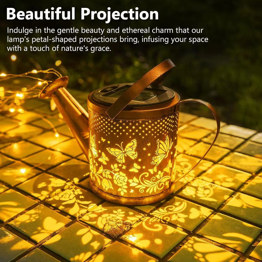 Solar butterfly kettle courtyard light decorative wrought iron outdoor lantern