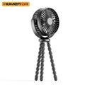 HOMEFISH F2 automatic shake head baby stroller fan with LED light on a detachable bracket