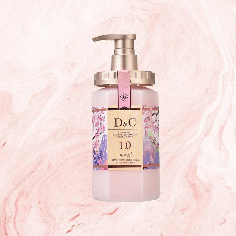 Sakura shampoo, hair mask and shower gel trio set in 500ml bottles with cherry blossom design