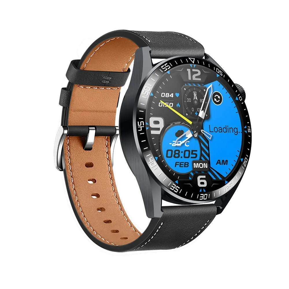 GS3 Max smartwatch with black silicone strap showing health metrics on 1.35-inch IPS display