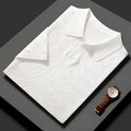 Man's short sleeve lapel sweater in Mulberry Silk, solid colour with Jacquard pattern