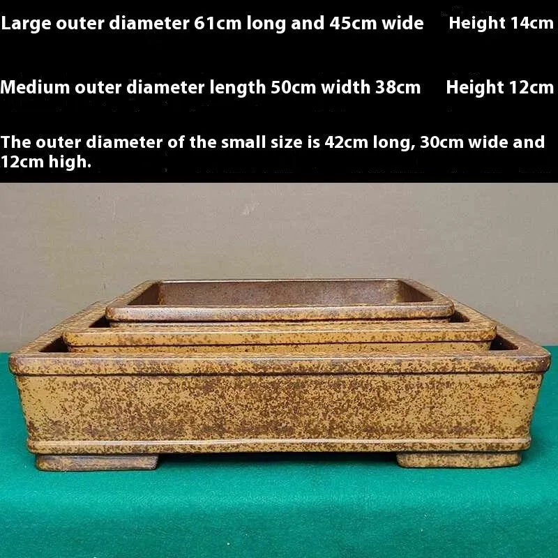 Yixing zisha clay shallow rectangular flowerpot for plants