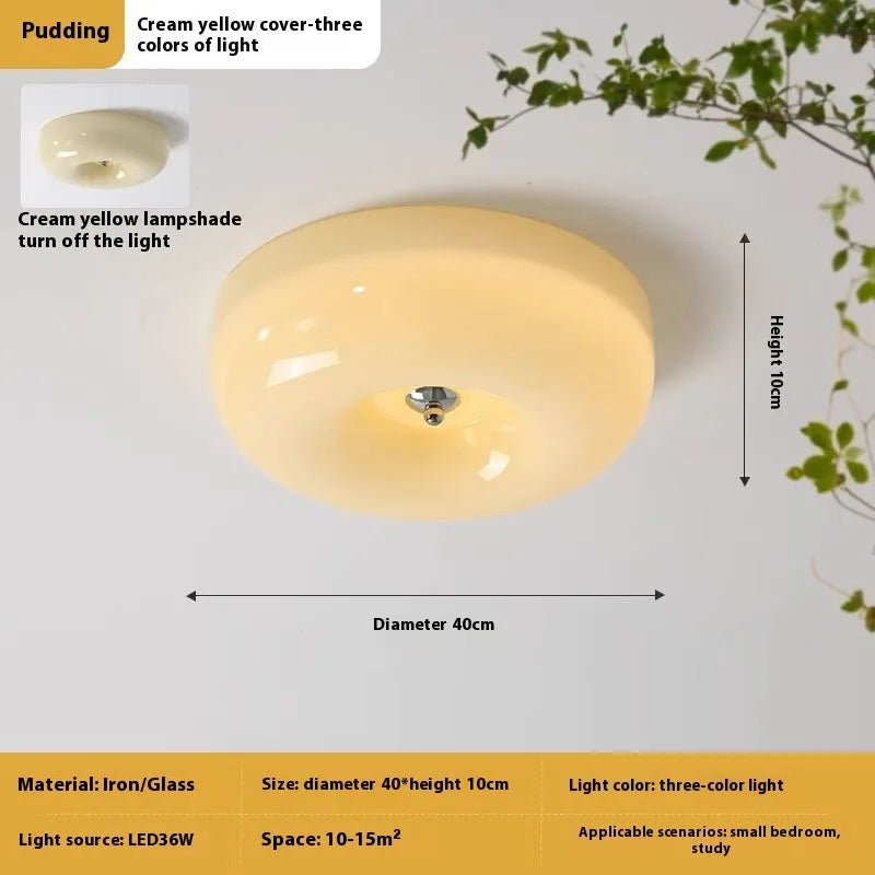 American style bedroom ceiling lamp in cream colour with three-colour light adjustment